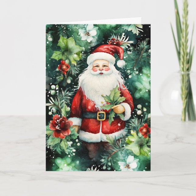 Vintage Inspired Blank Santa Claus Christmas Card (Front)