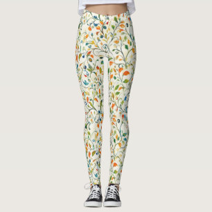 Vintage-Inspired Colourful Paisley Leaf Pattern (2 Leggings