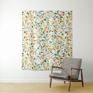 Vintage-Inspired Colourful Paisley Leaf Pattern (2 Tapestry
