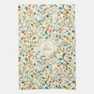 Vintage-Inspired Colourful Paisley Leaf Pattern (2 Tea Towel