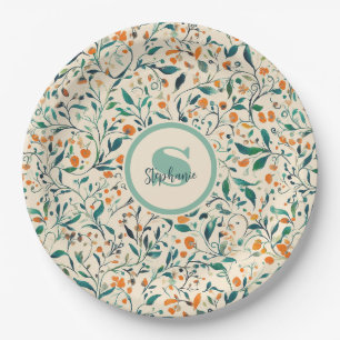 Vintage-Inspired Colourful Paisley Leaf Pattern (3 Paper Plate