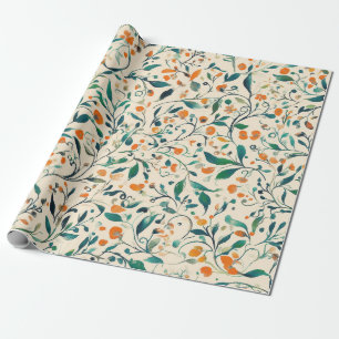 Vintage-Inspired Colourful Paisley Leaf Pattern (3 Wrapping Paper