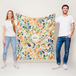 Vintage-Inspired Colourful Paisley Leaf Pattern (4 Fleece Blanket