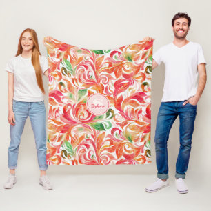 Vintage-Inspired Colourful Paisley Leaf Pattern (5 Fleece Blanket