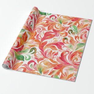 Vintage-Inspired Colourful Paisley Leaf Pattern (5 Wrapping Paper