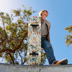 Vintage-Inspired Colourful Paisley Leaf Pattern Skateboard
