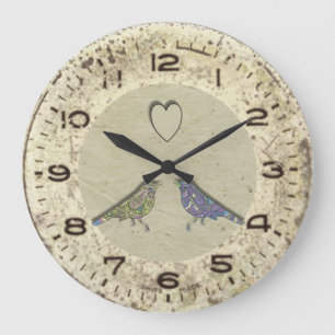 Vintage Inspired Cute Love Birds Wall Clock