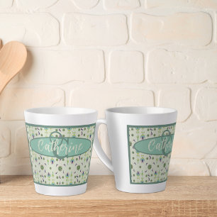 Vintage Inspired Elegant Cream Floral Latte Mug