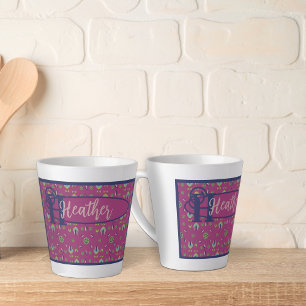 Vintage Inspired Elegant Pink Floral Latte Mug