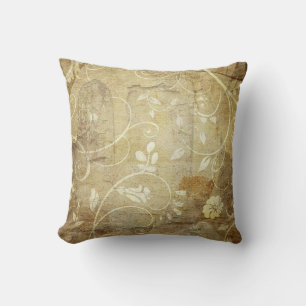 Vintage Inspired Fall Design Flowers and Leaves Cushion