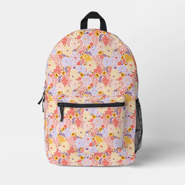 Vintage-Inspired Floral Backpack in Pink & Purple (Front)