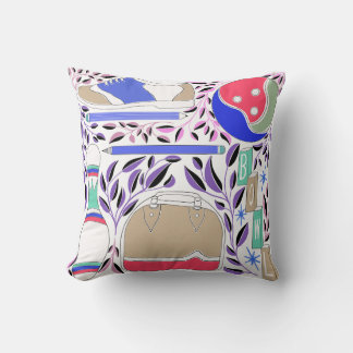 Vintage Inspired Folk Art Bowling Pin and Bag Cushion