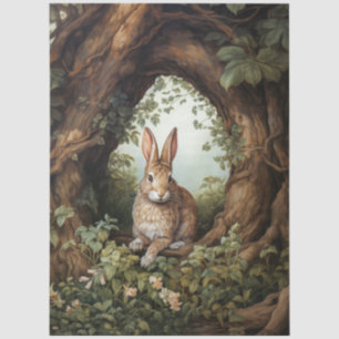 Vintage Inspired Forest Rabbit Decoupage Tissue Paper