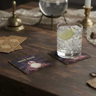 Vintage inspired fortune teller square paper coaster