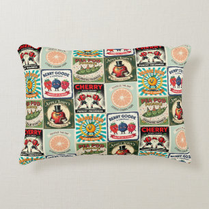 Vintage Inspired Fruit Crate Label Art Decorative Cushion
