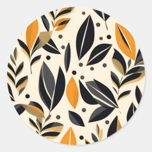 Vintage Inspired Geometric Leaf Pattern Classic Round Sticker