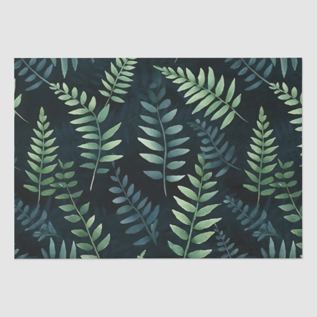 Vintage Inspired Green Ferns Decoupage  Tissue Paper (Front)