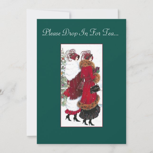 Vintage Inspired Holiday Tea Party Invitation. Invitation (Front)