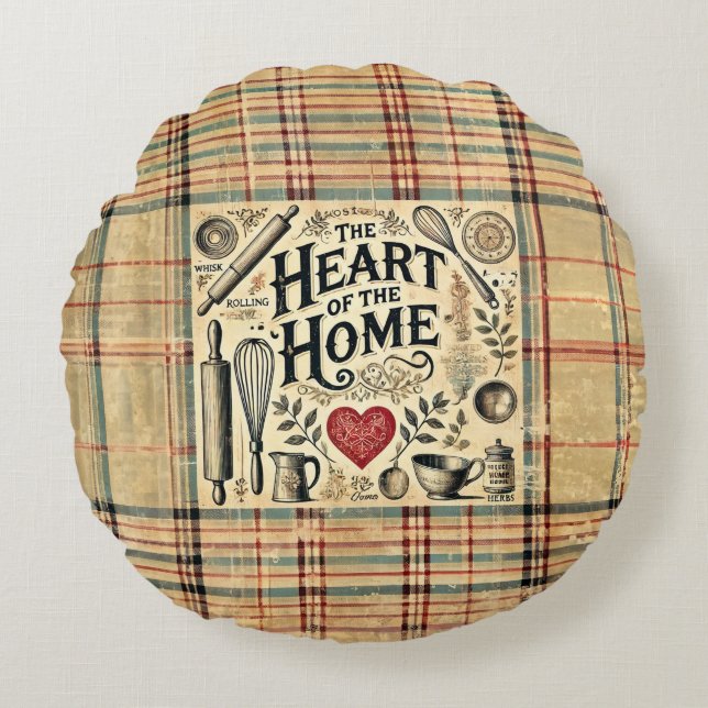 Vintage-Inspired Kitchen Round Pillow (Front)