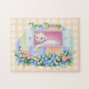 Vintage Inspired Lamb in Easter Egg Jigsaw Puzzle