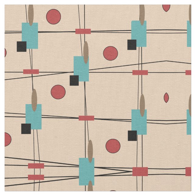 Vintage Inspired MidCentury Modern Retro Fabric (Close Up)