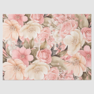 Vintage Inspired Pastel Pink Floral Decoupage Tissue Paper