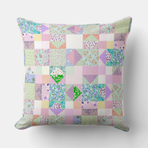 Vintage Inspired Patchwork Quilt Retro Faux Sewing Cushion