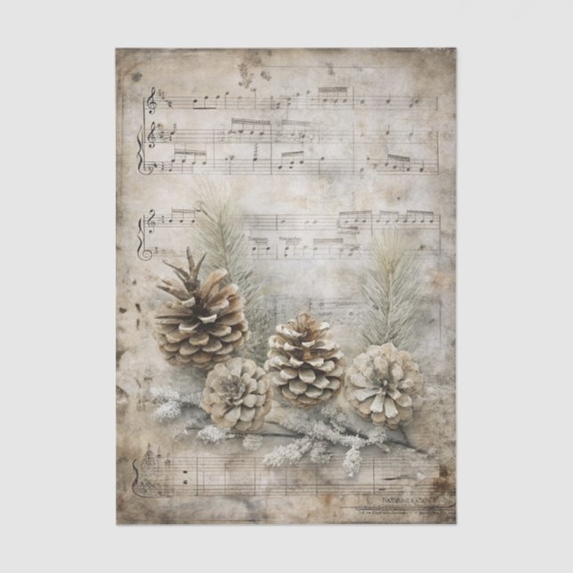 Vintage Inspired Pinecones on Sheet Music (Front)