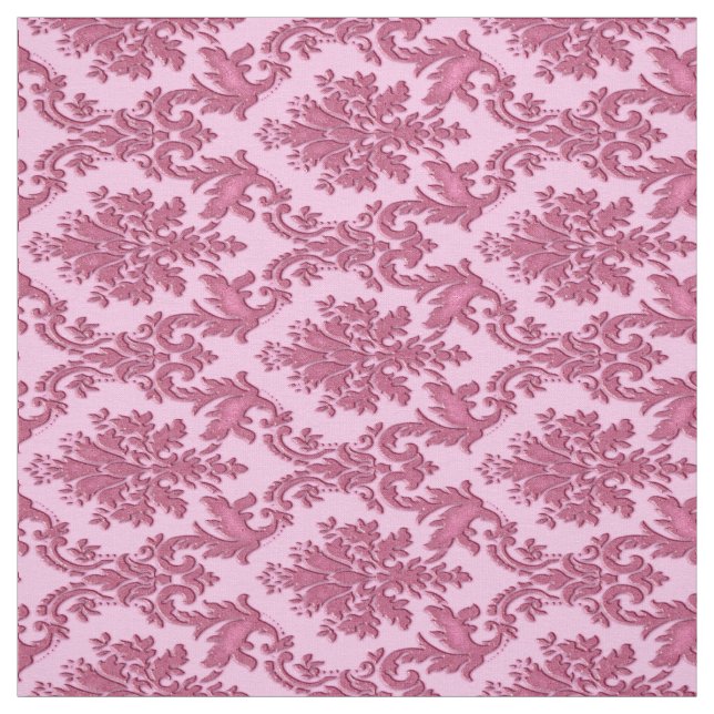 Vintage Inspired Pink Damask Print Fabric (Swatch)