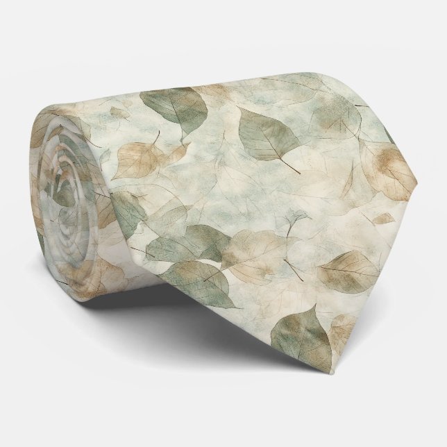 Vintage-Inspired Pressed Leaf in Warm Colours Tie (Rolled)
