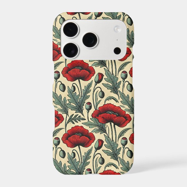 Vintage-Inspired Red Poppies Pattern  (Back)