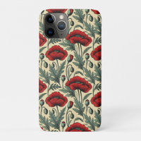 Vintage-Inspired Red Poppies Pattern