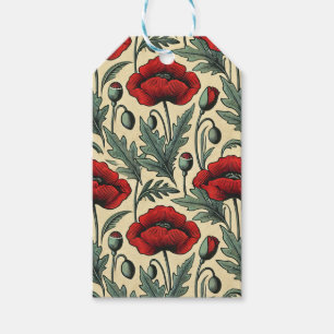 Vintage-Inspired Red Poppies Pattern  Gift Tags
