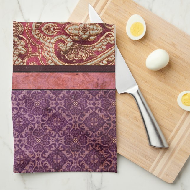 Vintage Inspired Renaissance Silk Tapestry Tea Towel (Quarter Fold)