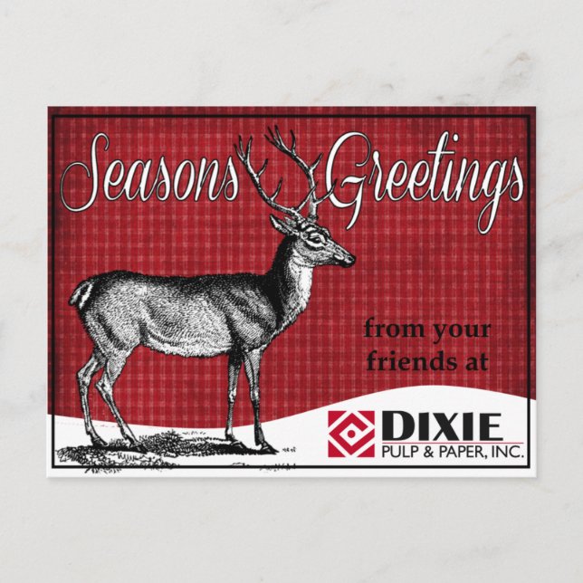 Vintage inspired Seasons Greetings notecard (Front)