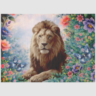 Vintage Inspired Tropical Jungle Lion Decoupage Tissue Paper