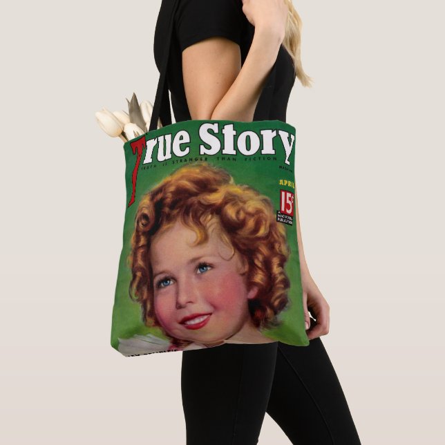 Vintage-Inspired "True Story" Magazine Tote Bag (Close Up)