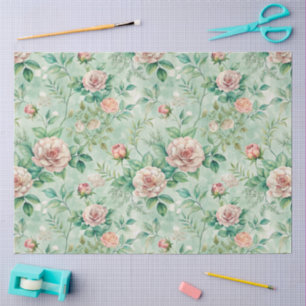 Vintage Inspired Watercolor Florals for Decoupage Tissue Paper