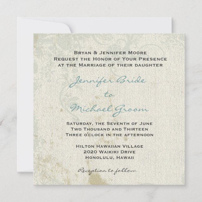 Vintage Inspired Wedding Invitation (Front)