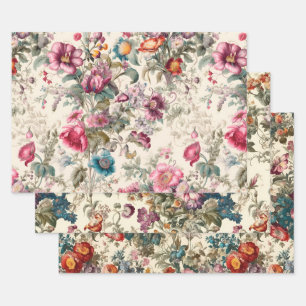 Vintage Inspired Wildflowers Wrapping Paper Sheet