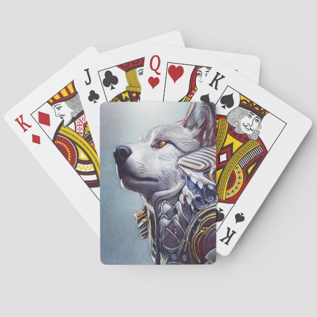Vintage-Inspired Wolf Head Art - Nostalgic Playing Cards (Back)