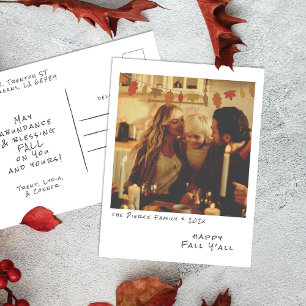 Vintage Instant Photo - Autumn Leaves Garland Fall Holiday Postcard