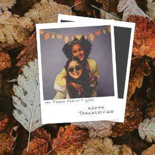Vintage Instant Photo - Fall Leaves Garland Autumn Holiday Card