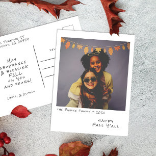 Vintage Instant Photo - Fall Leaves Garland Autumn Holiday Postcard