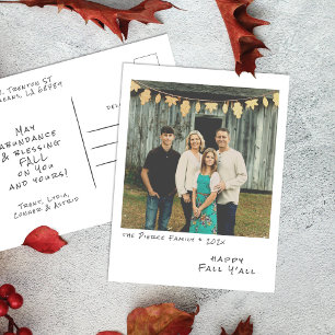 Vintage Instant Photo - Faux Foil Leaves Garland Holiday Postcard