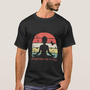 Vintage International Yoga Day For Women Men Kids T-Shirt