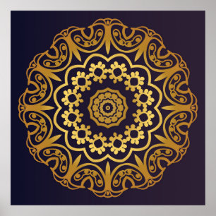 Vintage Invitation card with Mandala pattern. Deco Poster