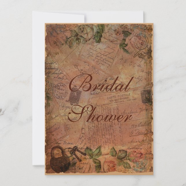 Vintage Invitation with Lock and Keys (Front)