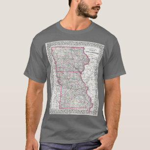 Vintage Iowa and Missouri Map 1874 T-Shirt