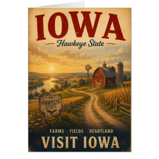 Vintage Iowa Heartland Farm Landscape Travel Poste